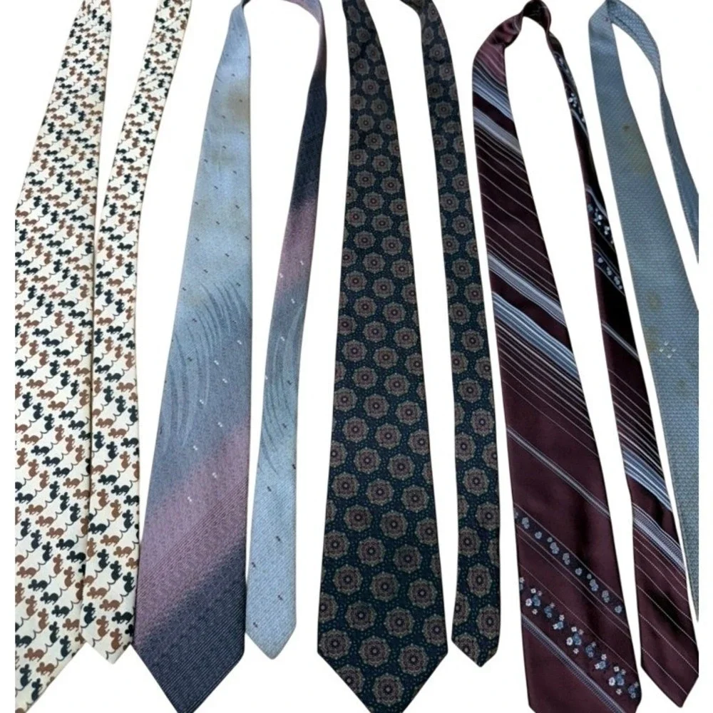 Vintage Mens Necktie Lot 12pc Retro Geometric Novelty Striped  FLAWS FINAL SALE!